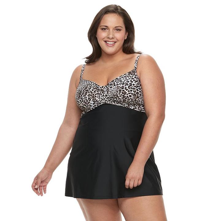 Plus Size Croft & Barrow&reg; Crossover Swimdress, Women's, Size: 20 W, Black