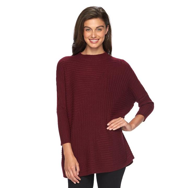 Women's Ab Studio Crewneck Dolman Sweater, Size: Small, Dark Red