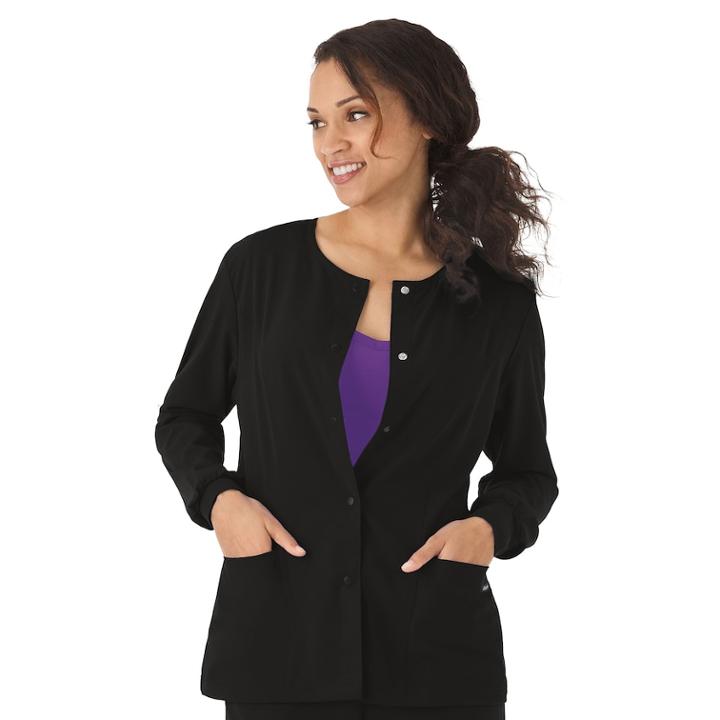Women's Jockey Scrubs Classic Long Sleeve Jacket, Size: Small, Black