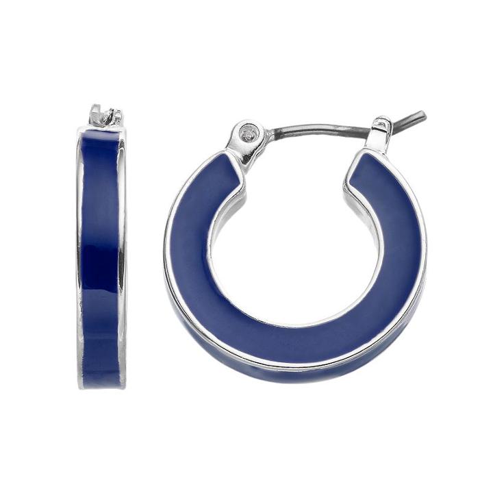 Napier Inlaid Nickel Free Hoop Earrings, Women's, Blue