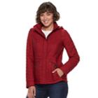 Women's Weathercast Hooded Quilted Anorak Jacket, Size: Large, Dark Red