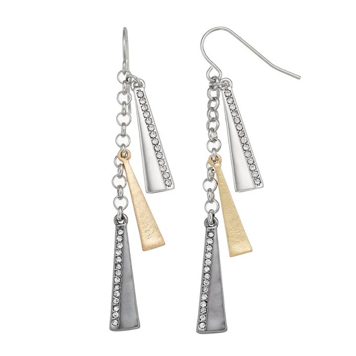 Tri Tone Tiered Nickel Free Drop Earrings, Women's, Multicolor