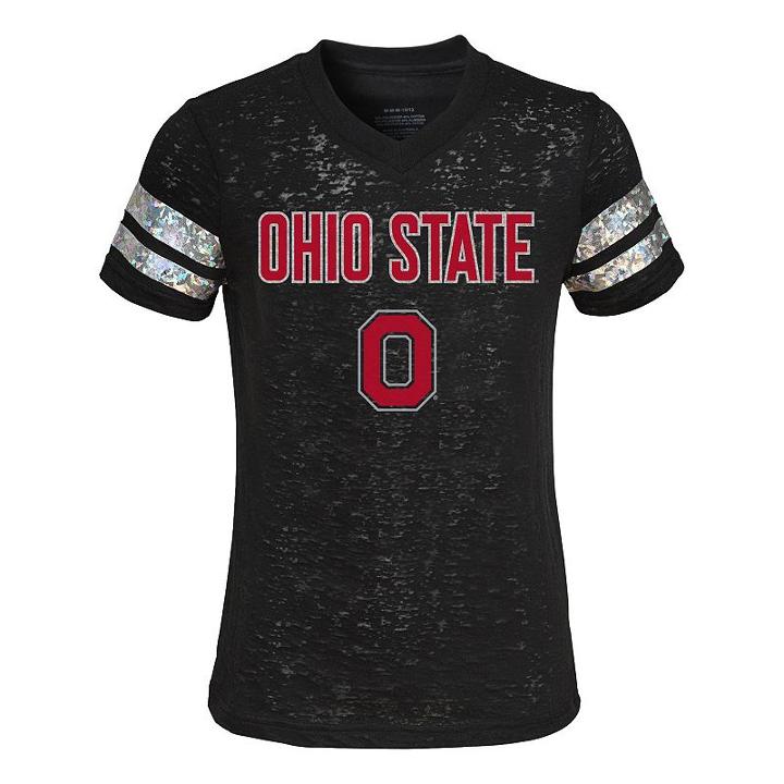 Ohio State Buckeyes Opal Burnout Tee - Girls 4-6x, Girl's, Size: L (6x), Black
