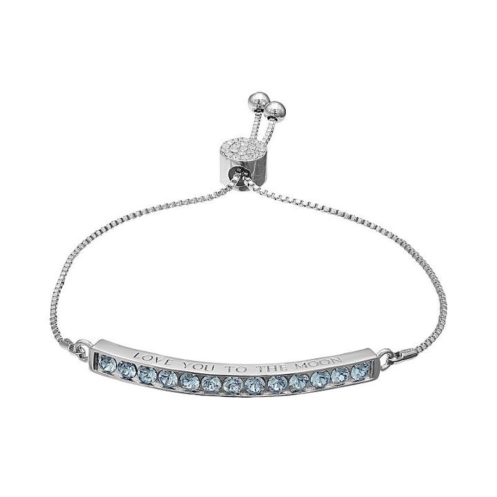Brilliance Love You To The Moon Lariat Bracelet With Swarovski Crystals, Women's, Blue