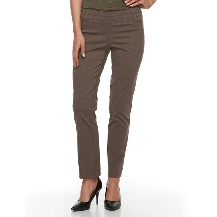 Petite Apt. 9&reg; Pull-on Straight-leg Dress Pants, Women's, Size: 12p-short, Dark Brown