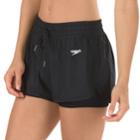 Women's Speedo Hydro Volley 2-in-1 Swim Shorts, Size: 12, Black