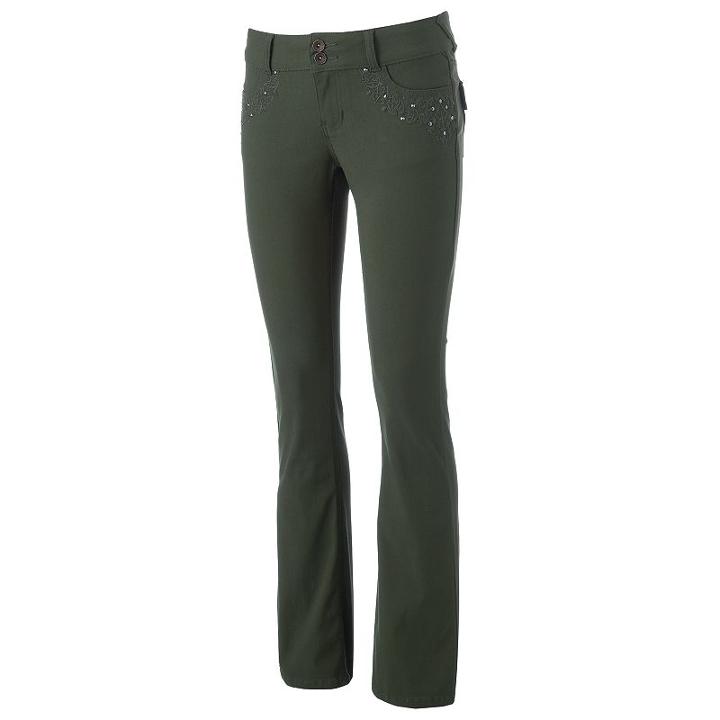 Juniors' Hydraulic Studded Bootcut Pants, Teens, Size: 9, Green Oth