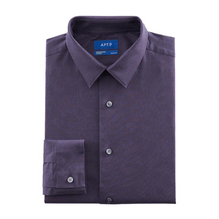 Men's Apt. 9&reg; Slim-fit Premier Flex Collar Stretch Dress Shirt, Size: 15-32/33, Purple