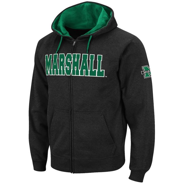 Men's Marshall Thundering Herd Full-zip Fleece Hoodie, Size: Xl, Silver