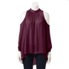 Women's Jennifer Lopez Cold Shoulder High-low Top, Size: Xs, Drk Purple