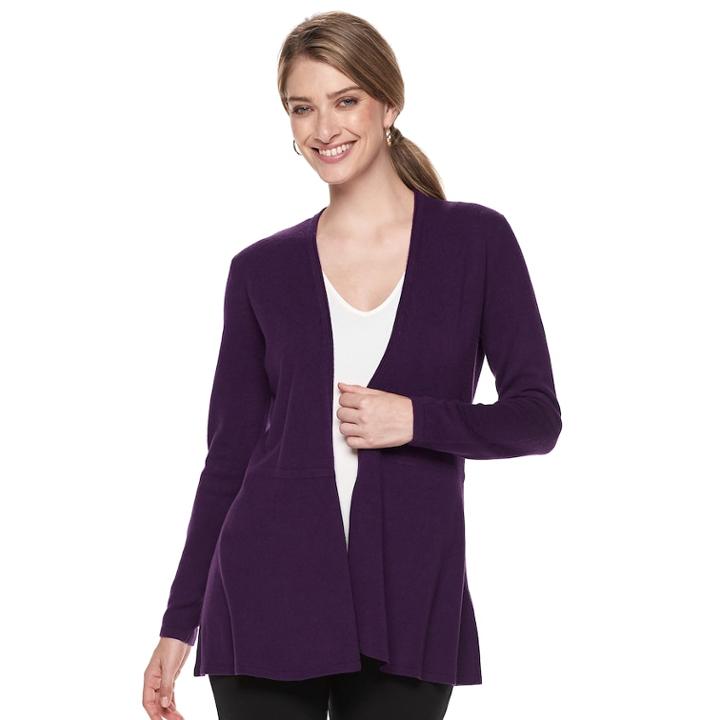 Women's Napa Valley Open-front Swing Cardigan, Size: Xl, Purple