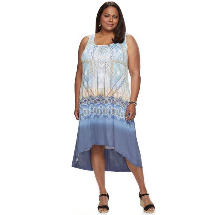Plus Size World Unity Printed Sublimation High-low Dress, Women's, Size: 0x, Blue