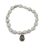 Sterling Silver Dyed Freshwater Cultured Pearl Stretch Bracelet, Women's, Size: 7.5, Grey