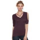 Women's Rock & Republic&reg; Crisscross Cold-shoulder Tee, Size: Xl, Purple