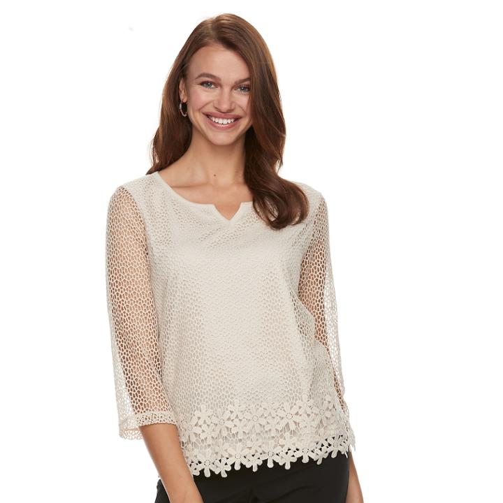 Women's Napa Valley Floral Lace Top, Size: Xl, Natural