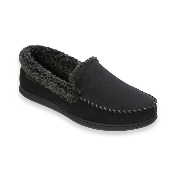 Men's Dearfoams Microfiber Whipstitch Wide-width Clog Slippers, Size: Medium, Black