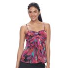 Women's A Shore Fit Tummy Slimmer Mesh Tankini Top, Size: 16