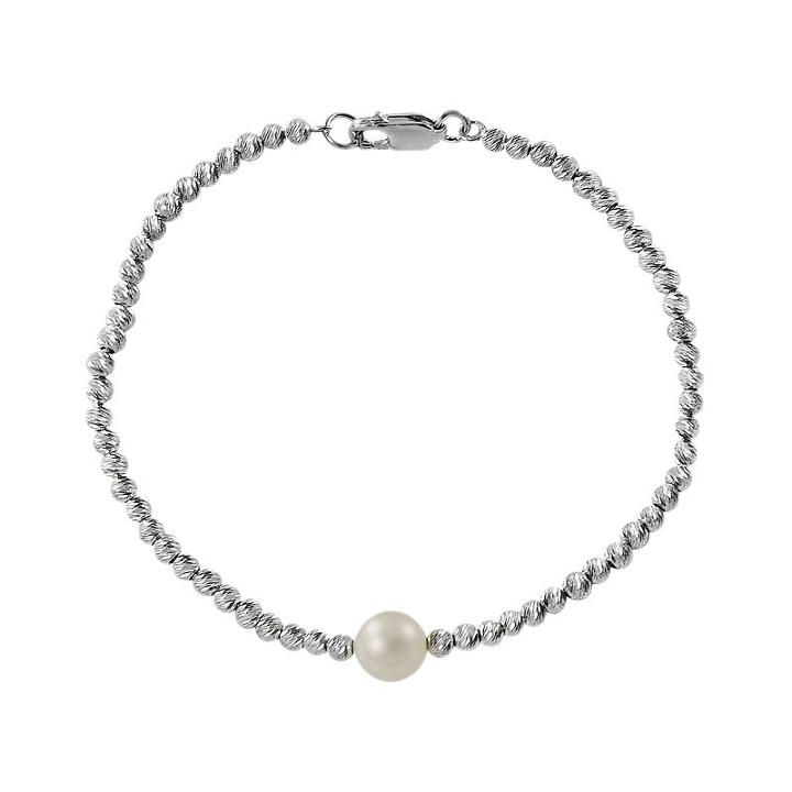 Sterling Silver Freshwater Cultured Pearl Beaded Bracelet, Women's, Size: 7.50, White