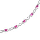Sterling Silver Lab-created Ruby And Diamond Accent Bracelet, Women's, Size: 7.50, Red