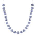 Sterling Silver Tanzanite & White Topaz Flower Necklace, Women's, Size: 18, Blue