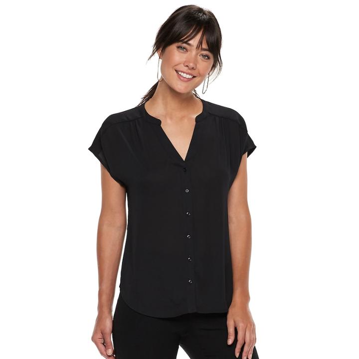 Women's Apt. 9&reg; Button Front Dolman Top, Size: Xxl, Black