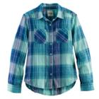 Girls 7-16 & Plus Size Mudd&reg; Metallic Plaid Button-front Shirt, Size: 7-8, Turquoise/blue (turq/aqua)