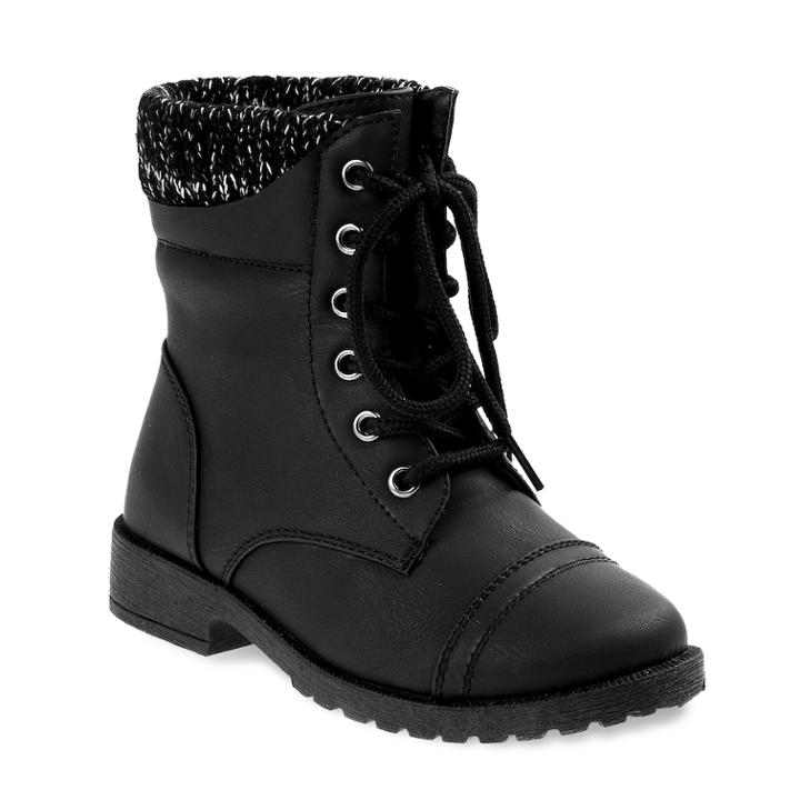 Josmo Girls' Combat Boots, Size: 2, Black
