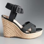 Simply Vera Vera Wang Josephine Women's Espadrille Wedge Sandals, Size: 10, Black