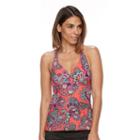 Women's Croft & Barrow&reg; Printed Halterkini Top, Size: 14, Med Red