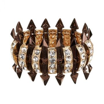 Gs By Gemma Simone Two Tone Simulated Crystal Studded Arrow Stretch Bracelet, Women's, White