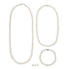 Freshwater Cultured Pearl Necklace, Bracelet & Stud Earring Set, Women's, Size: 24, White