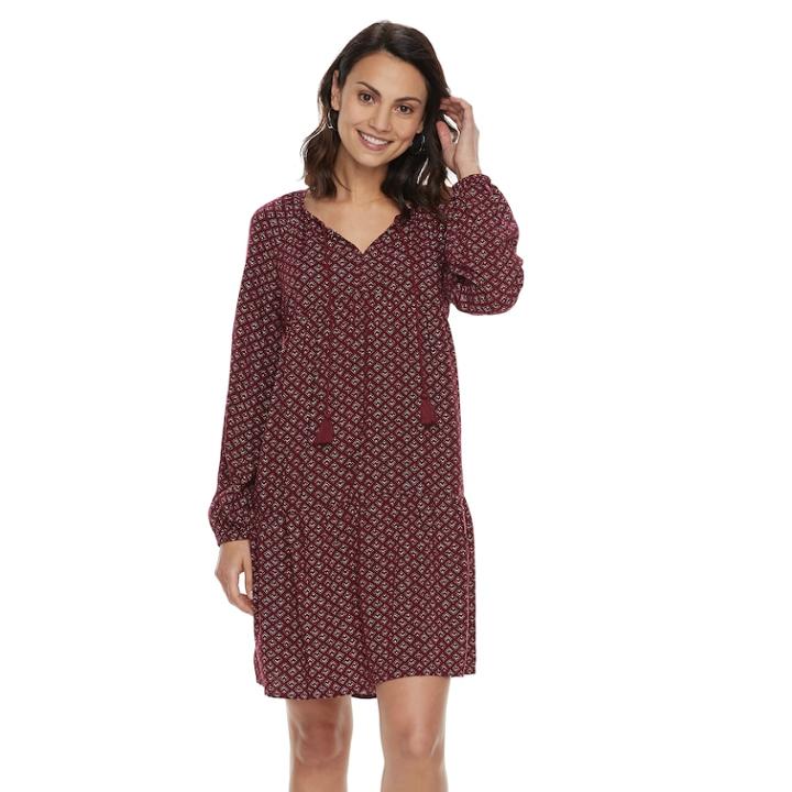 Petite Sonoma Goods For Life&trade; Tie Neck Peasant Dress, Women's, Size: L Petite, Med Red