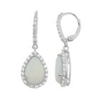 Lab-created Opal & Lab-created White Sapphire Sterling Silver Teardrop Halo Earrings, Women's