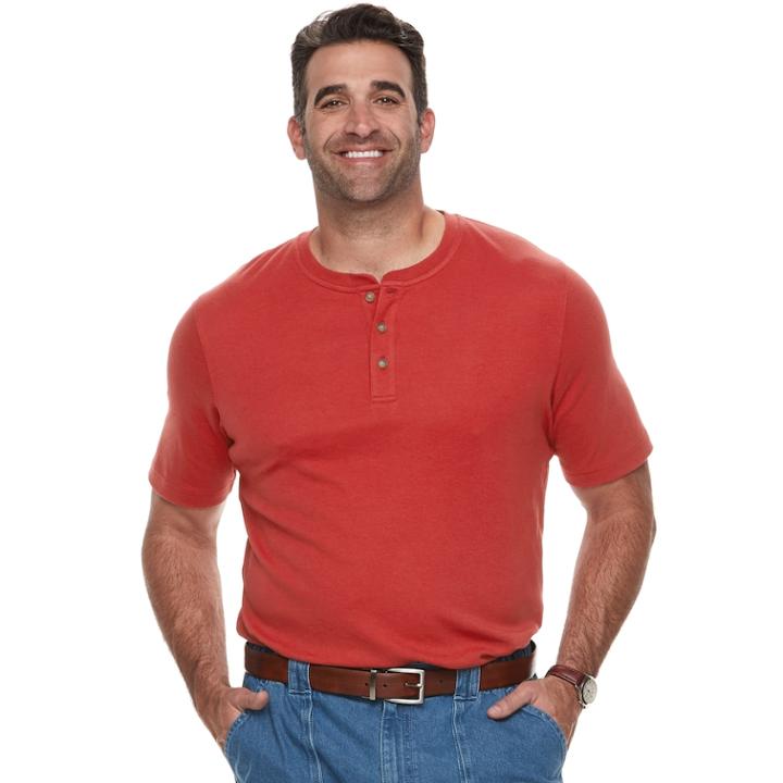Big & Tall Croft & Barrow® Classic-fit Easy-care Interlock Henley, Men's, Size: Xl Tall, Med Orange