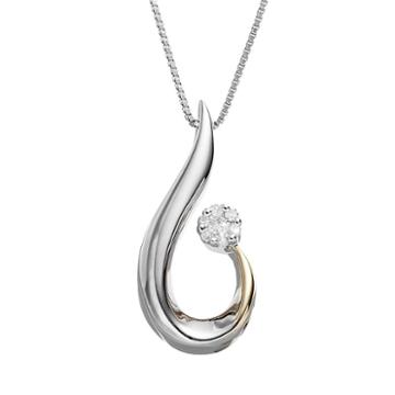 Wishes & Dreams By Leeza Gibbons Diamond Accent Sterling Silver & 10k Gold Two Tone Teardrop Pendant, Women's, White