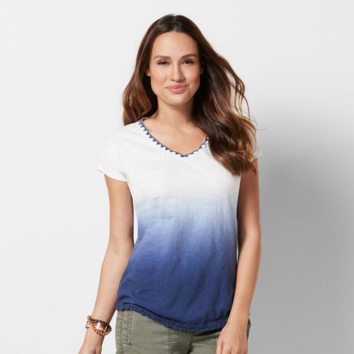 Petite Sonoma Goods For Life&trade; Dip-dye Tee, Women's, Size: M Petite, Dark Blue