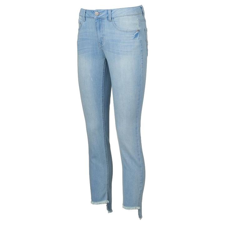 Juniors' Mudd&reg; Step-hem Ankle Skinny Jeans, Teens, Size: 1, Light Blue