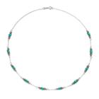 Sterling Silver Simulated Turquoise Beaded Station Necklace, Women's, Size: 16, Blue