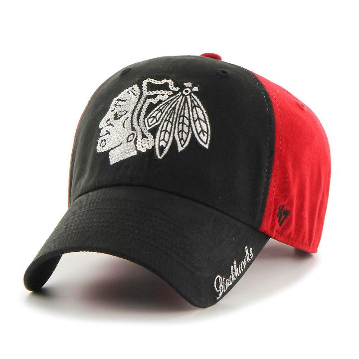 Women's '47 Brand Chicago Blackhawks Sparkle Logo Clean Up Adjustable Cap, Multicolor