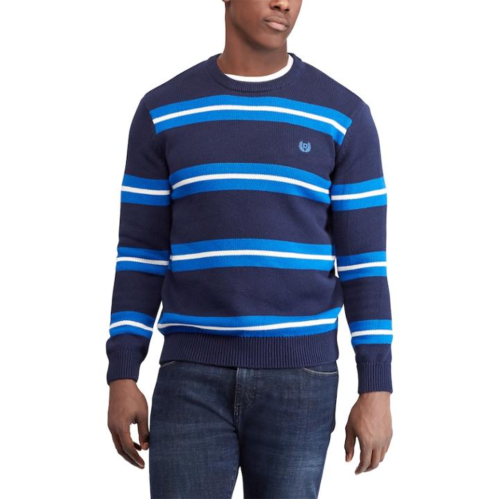 Men's Chaps Regular-fit Striped Crewneck Sweater, Size: Small, Blue (navy)