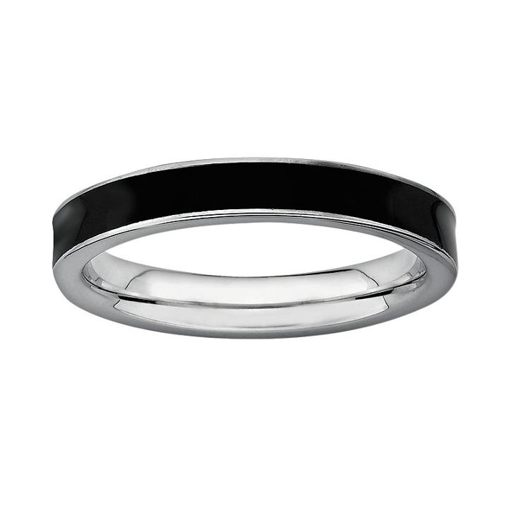 Stacks And Stones Sterling Silver Black Enamel Stack Ring, Women's, Size: 9