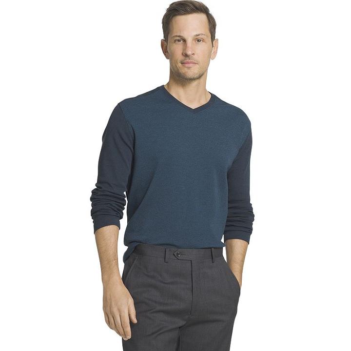 Big & Tall Van Heusen Jaspe Classic-fit Colorblock V-neck Sweater, Men's, Size: 3xl Tall, Turquoise/blue (turq/aqua)