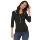 Juniors' Iz Byer California Cutout-shoulder Ruched Top, Teens, Size: Medium, Black