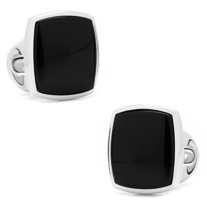 Cushion Cut Onyx Cuff Links, Men's, Black