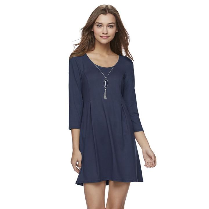 Juniors' Lily Rose Pleated Swing Dress, Girl's, Size: Large, Blue (navy)