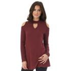 Juniors' Iz Byer California Cold Shoulder Choker Neck Top, Teens, Size: Xl, Dark Red