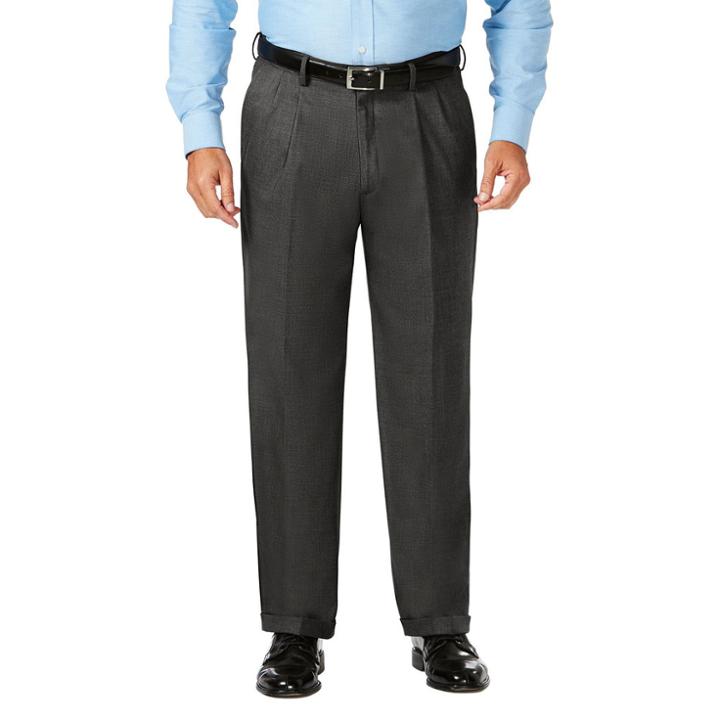 Big & Tall J.m. Haggar Premium Classic-fit Stretch Sharkskin Pleated Dress Pants, Men's, Size: 48x29, Dark Grey