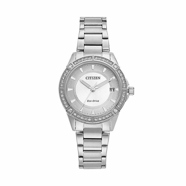 Drive From Citizen Eco-drive Women's Crystal Stainless Steel Watch - Fe6060-51a, Grey