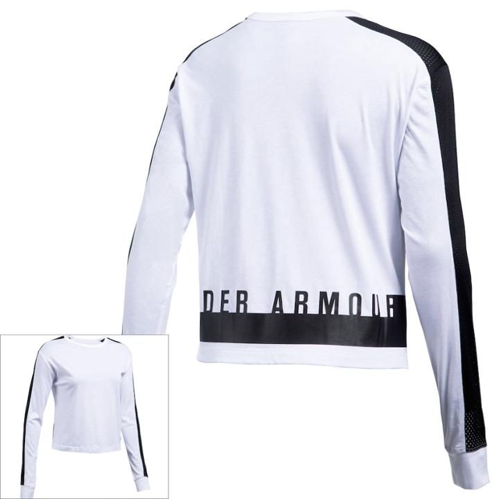 Women's Under Armour Favorite Mesh Long Sleeve Graphic Top, Size: Large, White