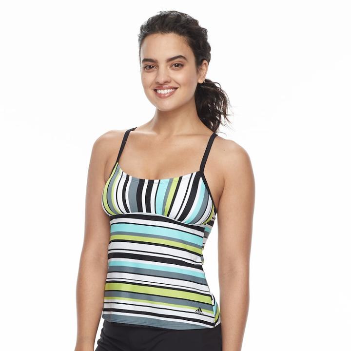 Women's Adidas Easy Striped D-cup Tankini Top, Size: Xl, Black